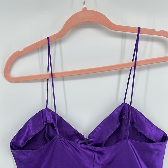 Kathryn VTG Purple Slip Satin Teddy w/Spaghetti Strap Front Button Detail SzL - Picture 9 of 14